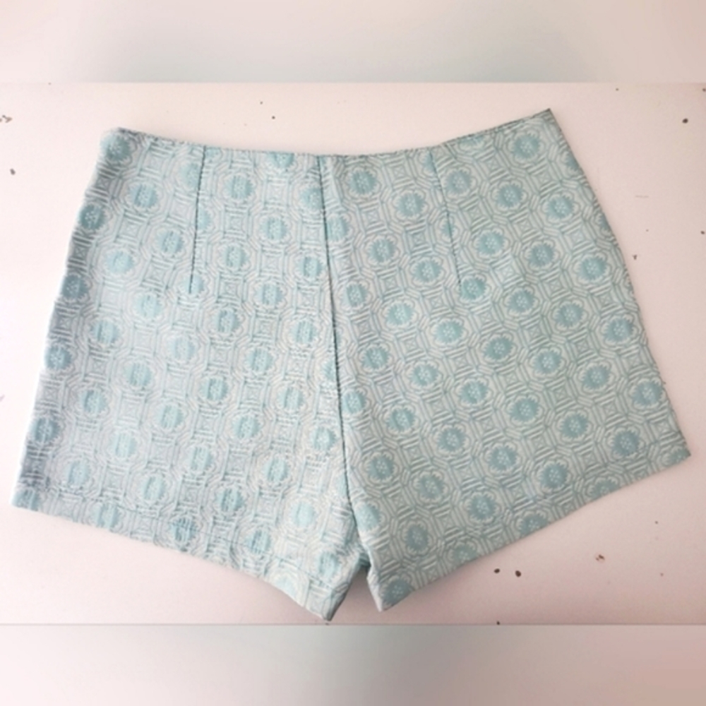 Love Riche aqua shorts jacquard high waist blue 70s taylor swiftie barbiecore S